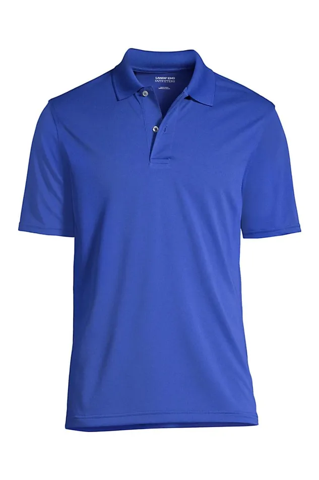 Lands039 End Polo Shirts Men Short Sleeve Basic Poly Polo Dark Cobalt Blue Lands039 End Polo Shirts Men Short Sleeve Basic Poly Polo Dark Cobalt Blue