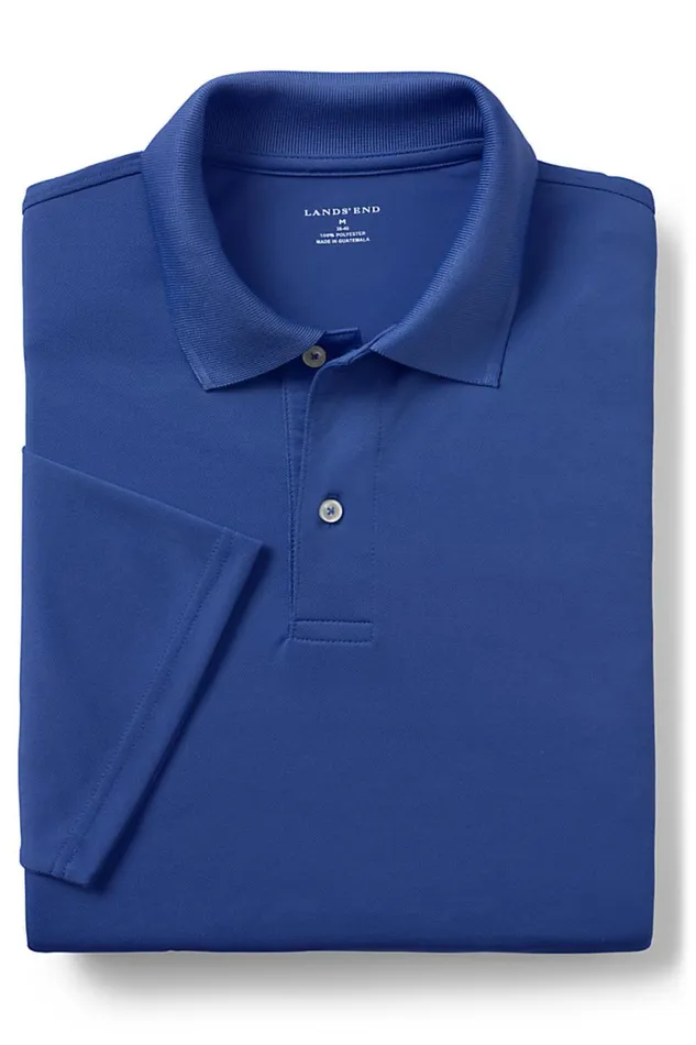Lands039 End Polo Shirts Men Short Sleeve Basic Poly Polo Dark Cobalt Blue Lands039 End Polo Shirts Men Short Sleeve Basic Poly Polo Dark Cobalt Blue