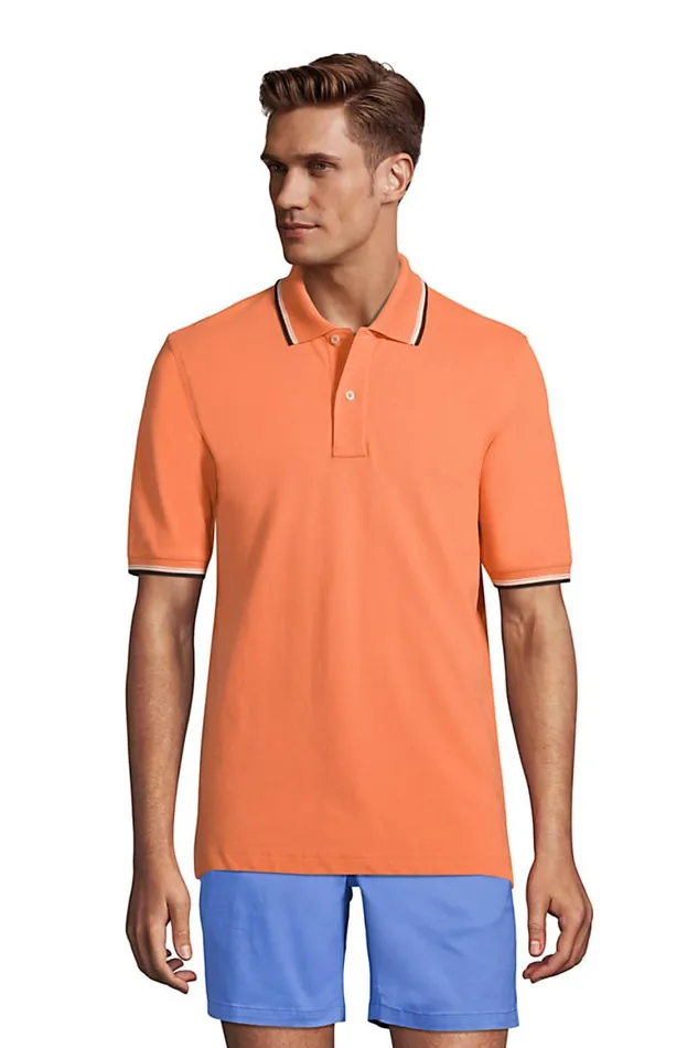Lands039 End Polo Shirts Men Short Sleeve Comfortfirst Mesh Polo Shirt Papaya Orange