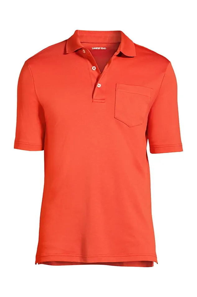 Lands039 End Polo Shirts Men Short Sleeve Super Soft Supima Polo Shirt With Pocket Orange Clay Lands039 End Polo Shirts Men Short Sleeve Super Soft Supima Polo Shirt With Pocket Orange Clay