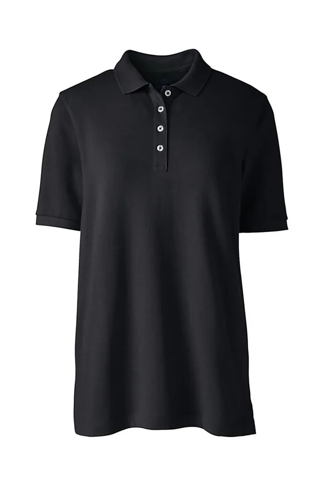 Lands039 End Polo Shirts Women Banded Short Sleeve Mesh Polo Black Lands039 End Polo Shirts Women Banded Short Sleeve Mesh Polo Black