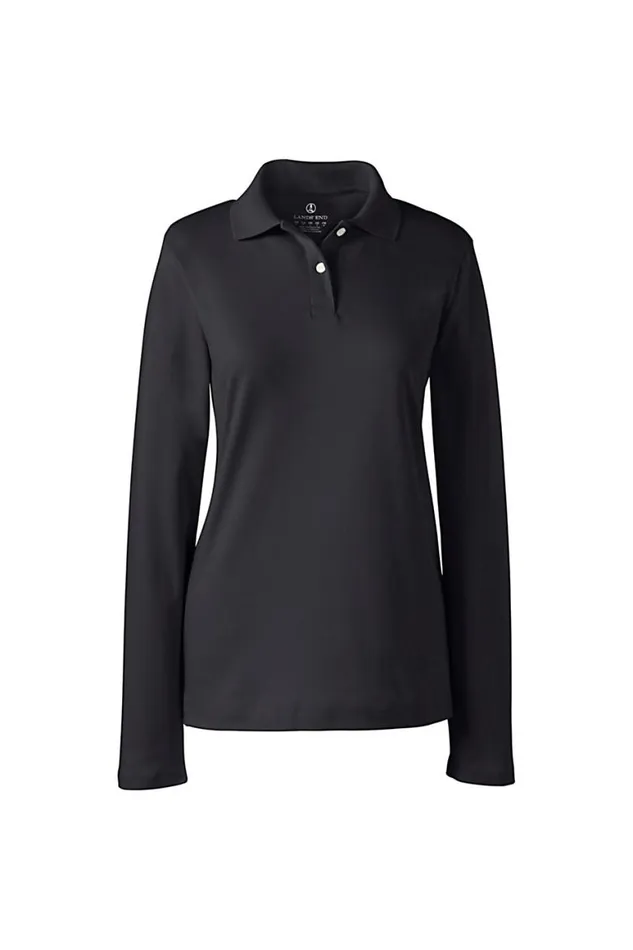 Lands039 End Polo Shirts Women Long Sleeve Feminine Fit Interlock Polo Shirt Black Lands039 End Polo Shirts Women Long Sleeve Feminine Fit Interlock Polo Shirt Black