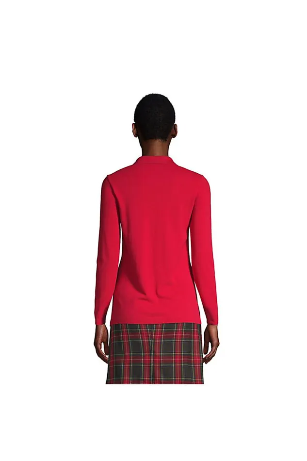 Lands039 End Polo Shirts Women Long Sleeve Feminine Fit Mesh Polo Shirt Black Lands039 End Polo Shirts Women Long Sleeve Feminine Fit Mesh Polo Shirt Black