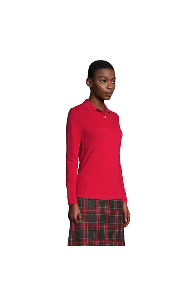 Lands039 End Polo Shirts Women Long Sleeve Feminine Fit Mesh Polo Shirt Black Lands039 End Polo Shirts Women Long Sleeve Feminine Fit Mesh Polo Shirt Black