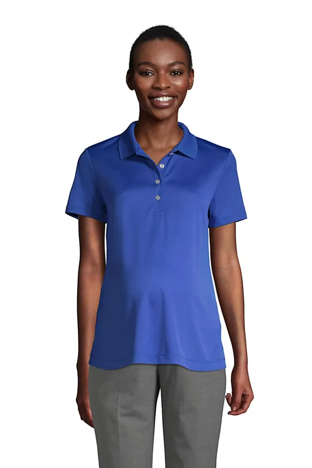 Lands039 End Polo Shirts Women Maternity Active Solid Polo Dark Cobalt Blue