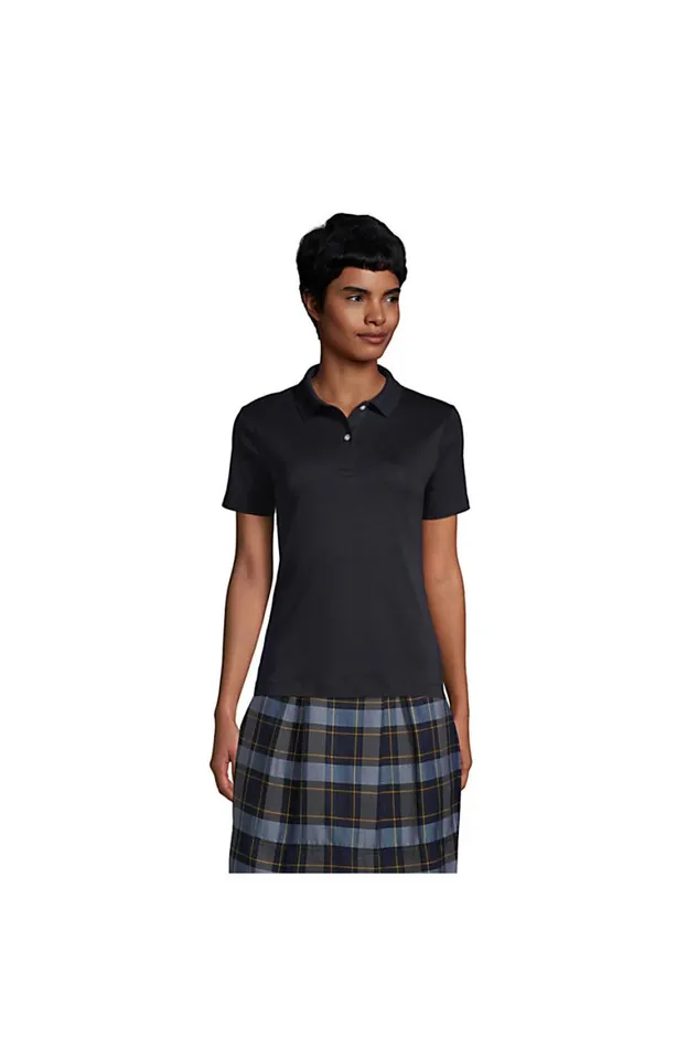 Lands039 End Polo Shirts Women Short Sleeve Feminine Fit Interlock Polo Shirt Black Lands039 End Polo Shirts Women Short Sleeve Feminine Fit Interlock Polo Shirt Black