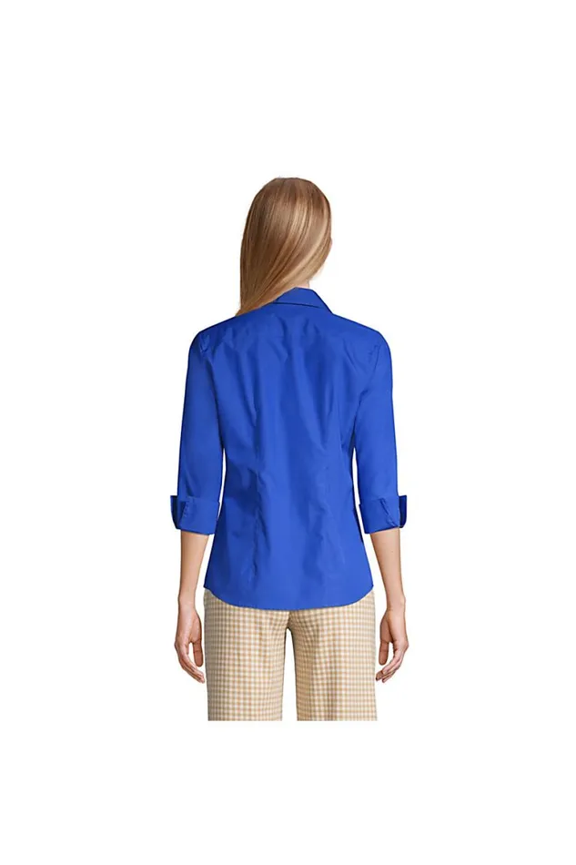 Lands039 End Shirts and Blouses Women 34 Sleeve No Iron Broadcloth Shirt Black Lands039 End Shirts and Blouses Women 34 Sleeve No Iron Broadcloth Shirt Black