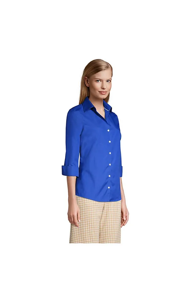 Lands039 End Shirts and Blouses Women 34 Sleeve No Iron Broadcloth Shirt Black Lands039 End Shirts and Blouses Women 34 Sleeve No Iron Broadcloth Shirt Black