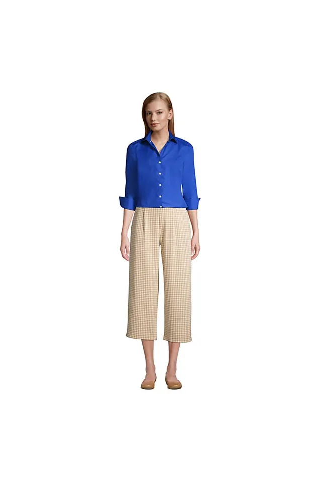 Lands039 End Shirts and Blouses Women 34 Sleeve No Iron Broadcloth Shirt Black Lands039 End Shirts and Blouses Women 34 Sleeve No Iron Broadcloth Shirt Black
