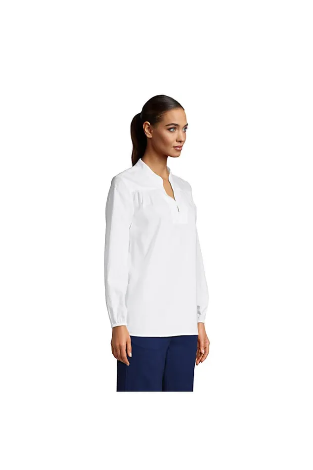 Lands039 End Shirts and Blouses Women Cotton Poplin Peasant Shirt Deep Sea Navy Dot Star Lands039 End Shirts and Blouses Women Cotton Poplin Peasant Shirt Deep Sea Navy Dot Star