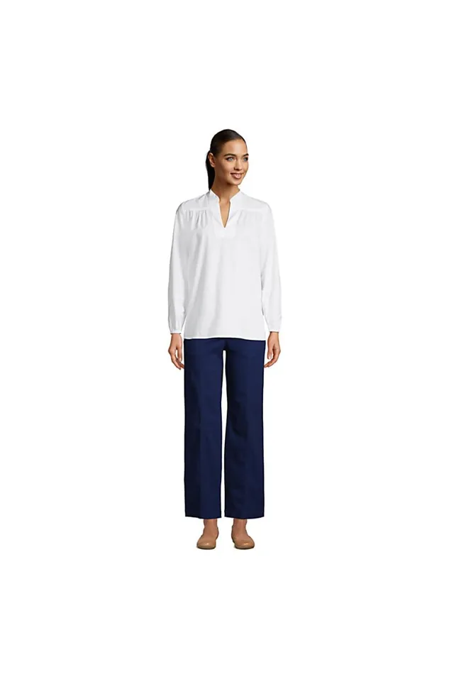 Lands039 End Shirts and Blouses Women Cotton Poplin Peasant Shirt Deep Sea Navy Dot Star Lands039 End Shirts and Blouses Women Cotton Poplin Peasant Shirt Deep Sea Navy Dot Star