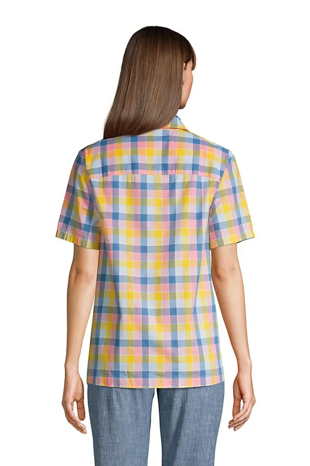 Lands039 End Shirts and Blouses Women Cotton Short Sleeve Resort Popover Shirt Washed Olive Green Floral Lands039 End Shirts and Blouses Women Cotton Short Sleeve Resort Popover Shirt Washed Olive Green Floral