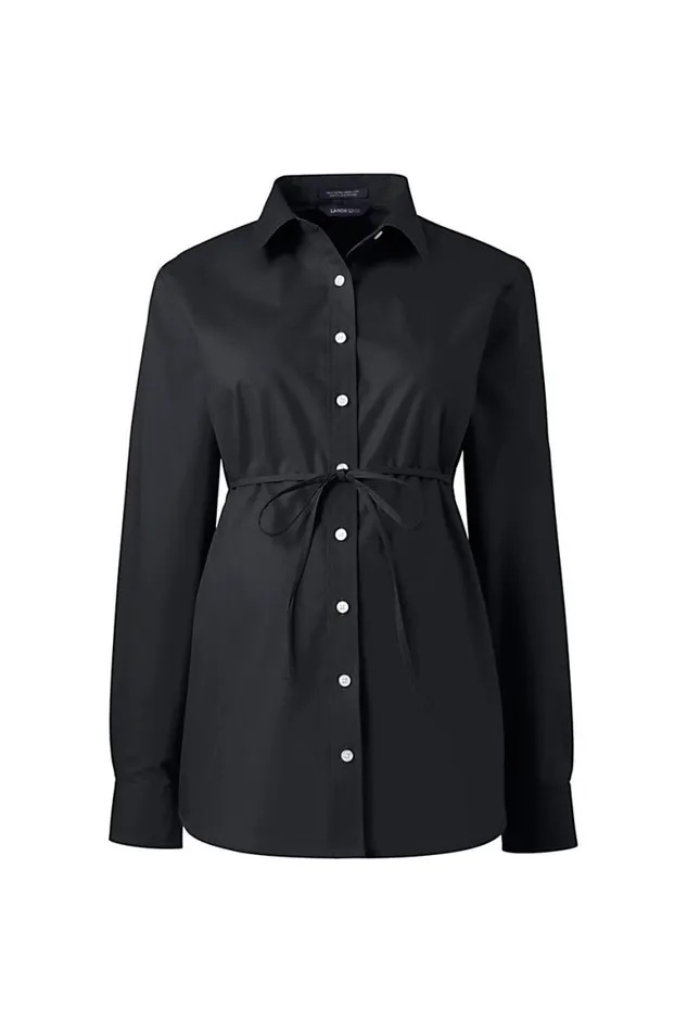 Lands039 End Shirts and Blouses Women Long Sleeve Maternity Adjustable Stretch Shirt Black Lands039 End Shirts and Blouses Women Long Sleeve Maternity Adjustable Stretch Shirt Black