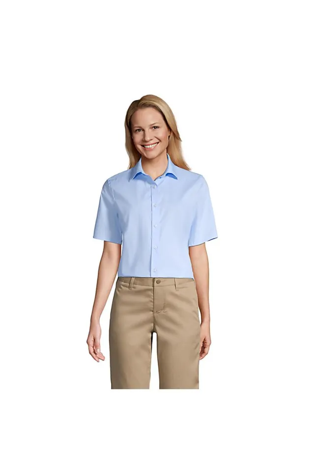 Lands039 End Shirts and Blouses Women No Gape Short Sleeve Stretch Shirt Light Sea Blue Lands039 End Shirts and Blouses Women No Gape Short Sleeve Stretch Shirt Light Sea Blue