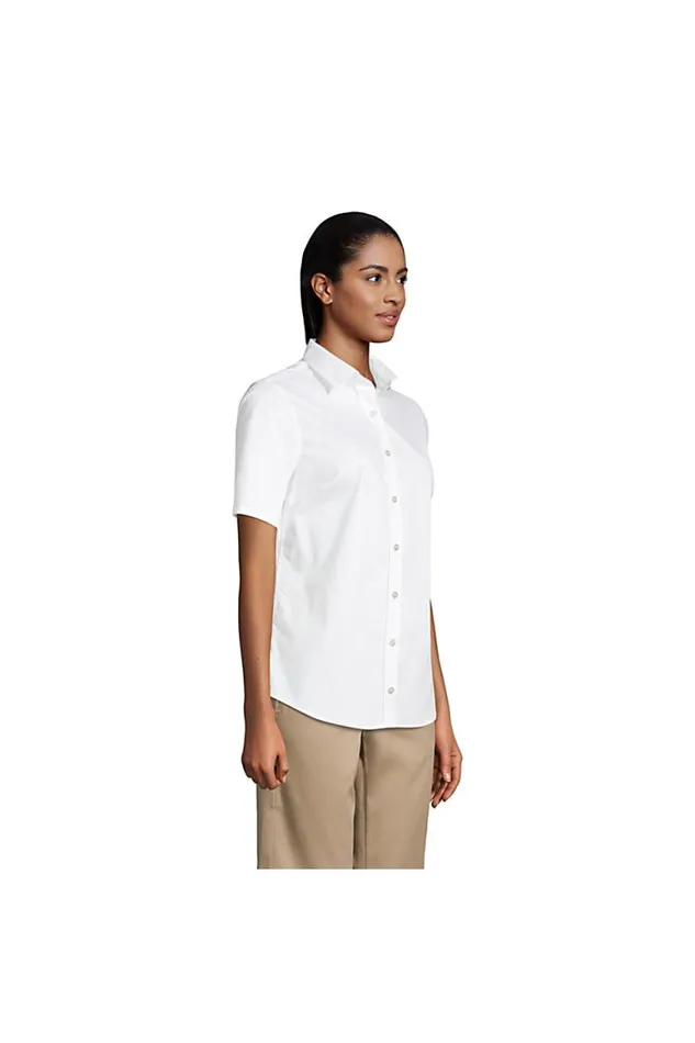 Lands039 End Shirts and Blouses Women No Gape Short Sleeve Stretch Shirt Light Sea Blue Lands039 End Shirts and Blouses Women No Gape Short Sleeve Stretch Shirt Light Sea Blue