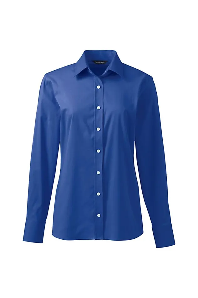 Lands039 End Shirts and Blouses Women No Gape Stretch Shirt Dark Cobalt Blue Lands039 End Shirts and Blouses Women No Gape Stretch Shirt Dark Cobalt Blue