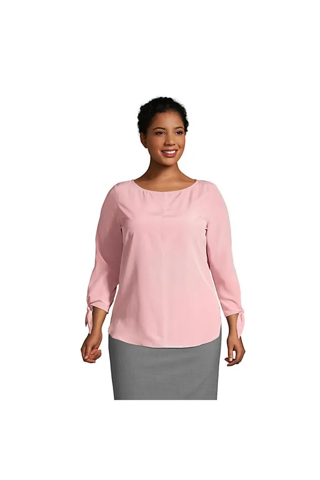 Lands039 End Shirts and Blouses Women Plus Size Bracelet Sleeve Blouse Top Siam Blue Lands039 End Shirts and Blouses Women Plus Size Bracelet Sleeve Blouse Top Siam Blue
