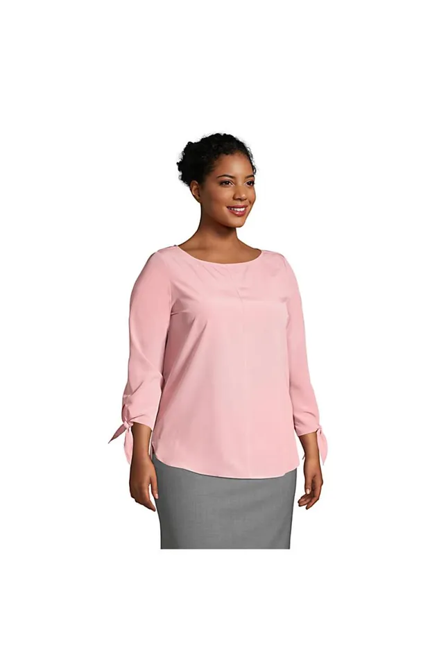 Lands039 End Shirts and Blouses Women Plus Size Bracelet Sleeve Blouse Top Siam Blue Lands039 End Shirts and Blouses Women Plus Size Bracelet Sleeve Blouse Top Siam Blue