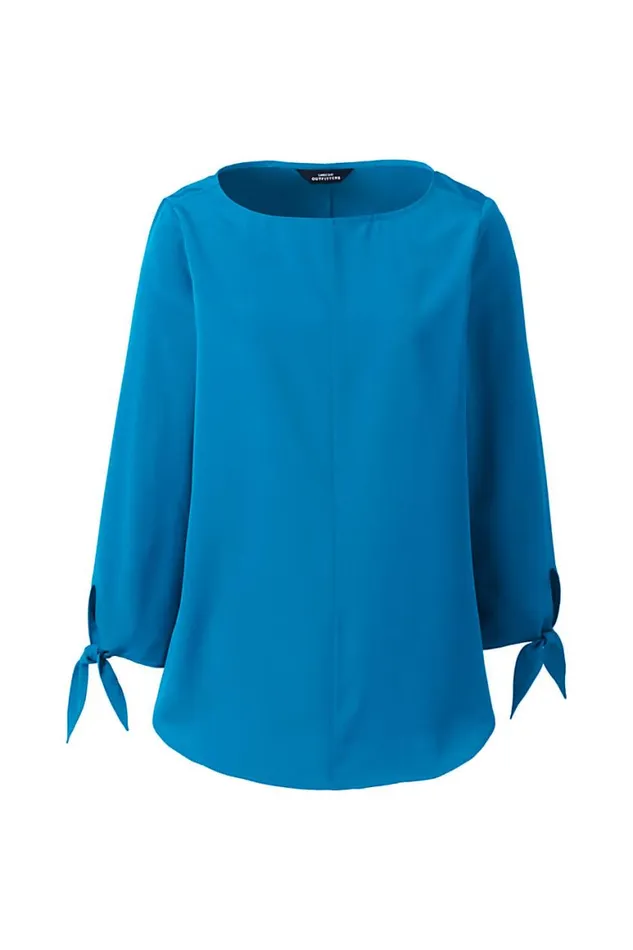Lands039 End Shirts and Blouses Women Plus Size Bracelet Sleeve Blouse Top Siam Blue Lands039 End Shirts and Blouses Women Plus Size Bracelet Sleeve Blouse Top Siam Blue