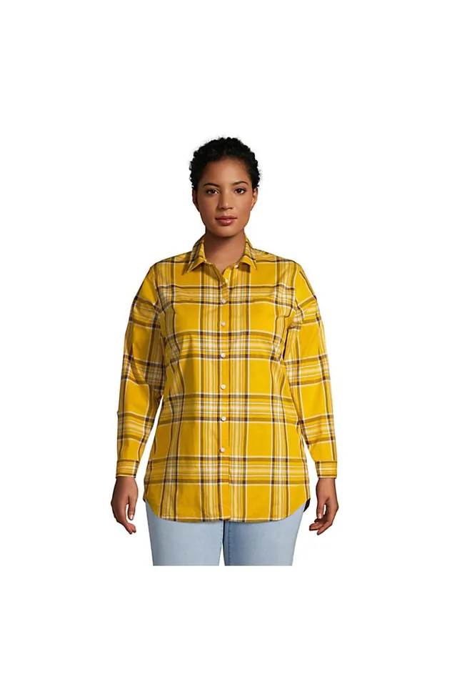 Lands039 End Shirts and Blouses Women Plus Size Cotton Boyfriend Fit Long Sleeve Tunic Top Athletic Gold Artisan Plaid Lands039 End Shirts and Blouses Women Plus Size Cotton Boyfriend Fit Long Sleeve Tunic Top Athletic Gold Artisan Plaid