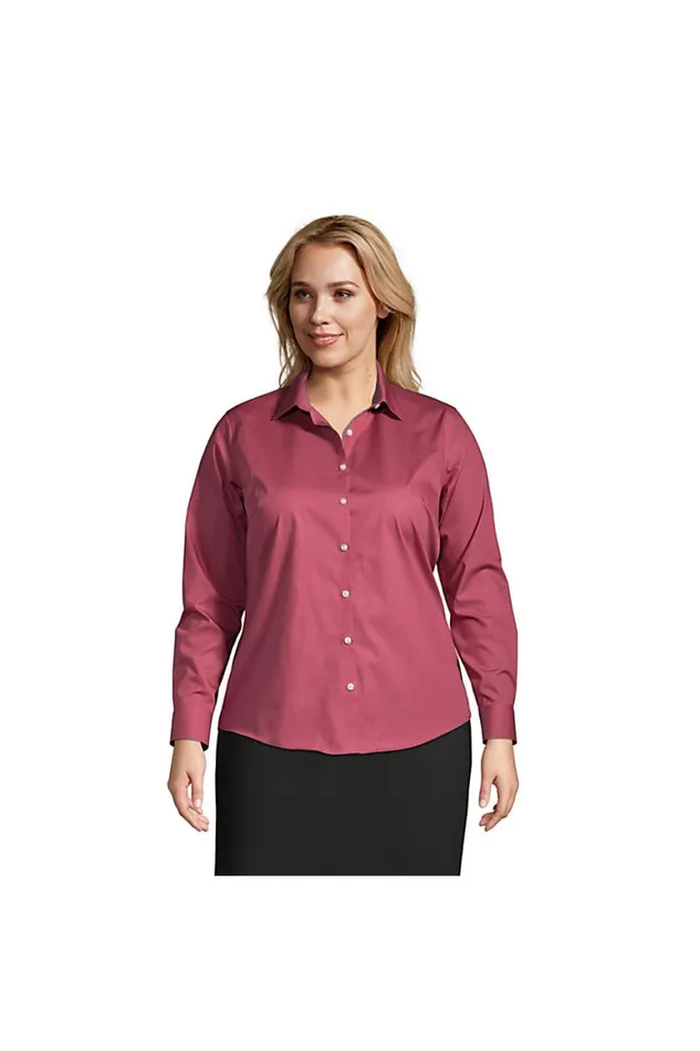 Lands039 End Shirts and Blouses Women Plus Size Long Sleeve Broadcloth Shirt Spiceberry