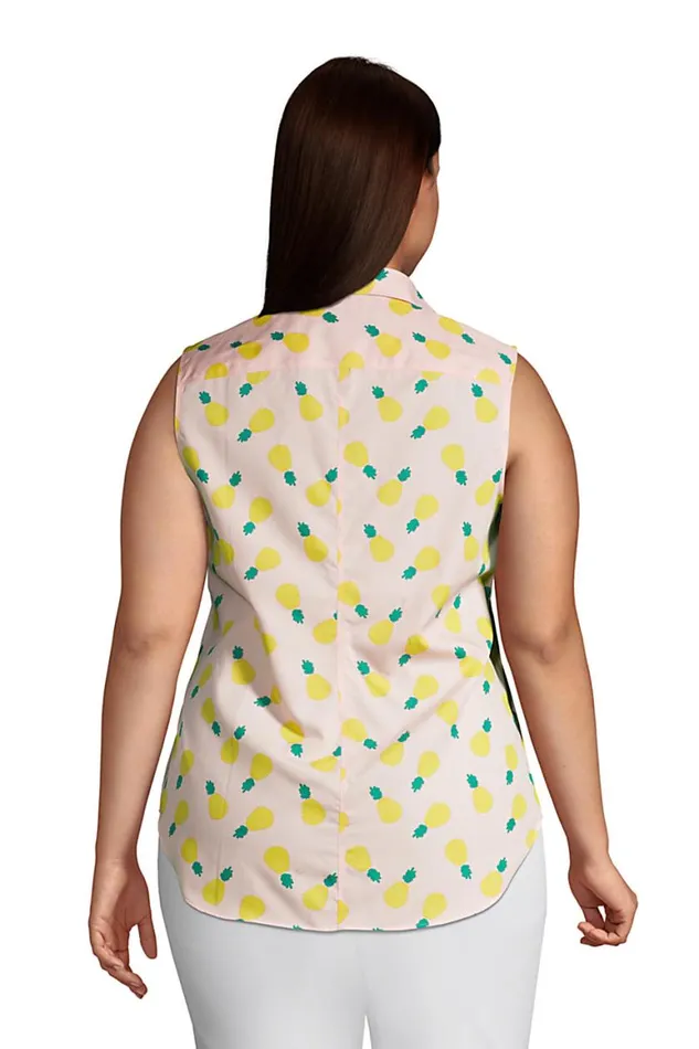 Lands039 End Shirts and Blouses Women Plus Size No Iron Supima Cotton Sleeveless Shirt White Beach Scenic Lands039 End Shirts and Blouses Women Plus Size No Iron Supima Cotton Sleeveless Shirt White Beach Scenic