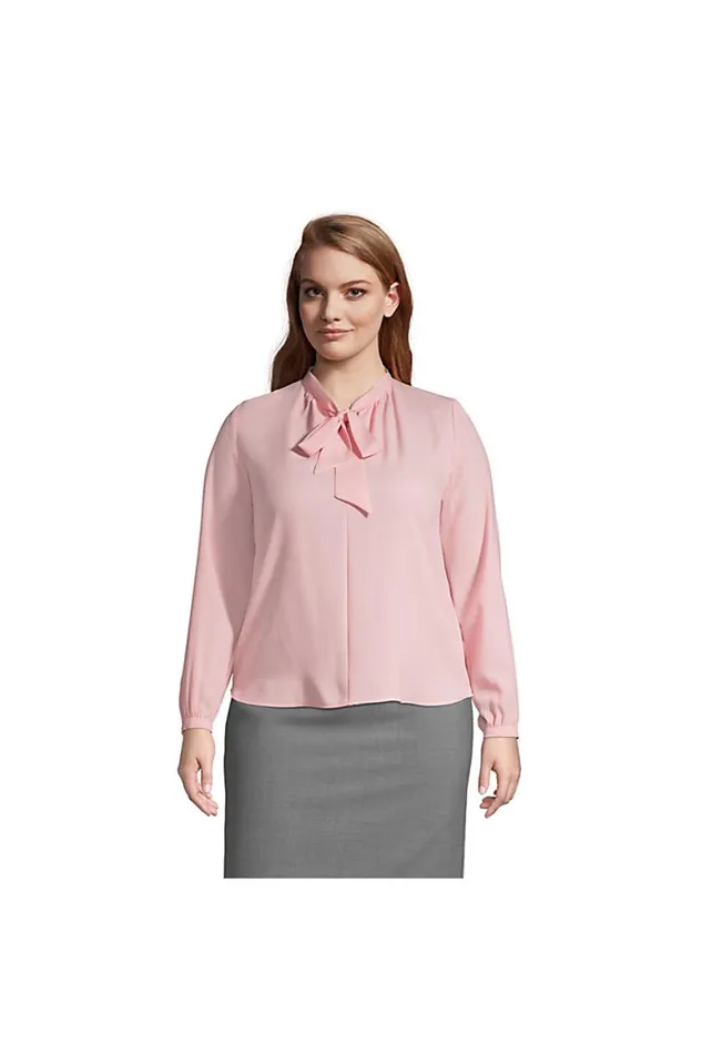 Lands039 End Shirts and Blouses Women Plus Size Polyester Crepe Long Sleeve Tie Neck Popover Blouse Vintage Peony Lands039 End Shirts and Blouses Women Plus Size Polyester Crepe Long Sleeve Tie Neck Popover Blouse Vintage Peony
