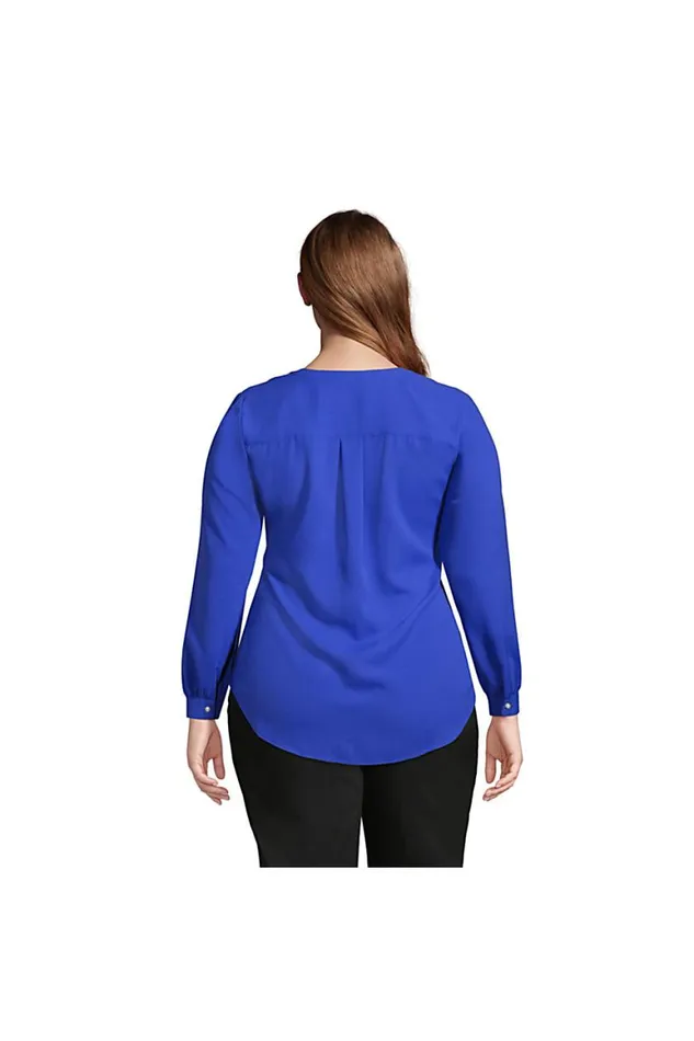 Lands039 End Shirts and Blouses Women Plus Size Shirred Long Sleeve Split Neck Blouse Harbor Gray Lands039 End Shirts and Blouses Women Plus Size Shirred Long Sleeve Split Neck Blouse Harbor Gray