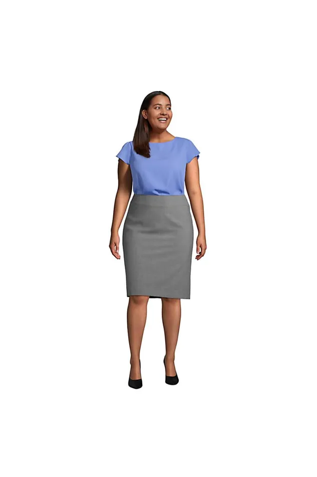 Lands039 End Shirts and Blouses Women Plus Size Short Sleeve Crepe Tulip Sleeve Blouse Harbor Gray