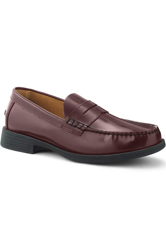 Lands039 End Shoes Men Leather Slip On Penny Loafer Shoes Oxblood