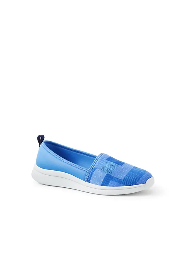 Lands039 End Shoes Women Knit Comfort Walking Shoes Chicory Blue Patchwork