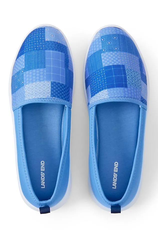 Lands039 End Shoes Women Knit Comfort Walking Shoes Chicory Blue Patchwork