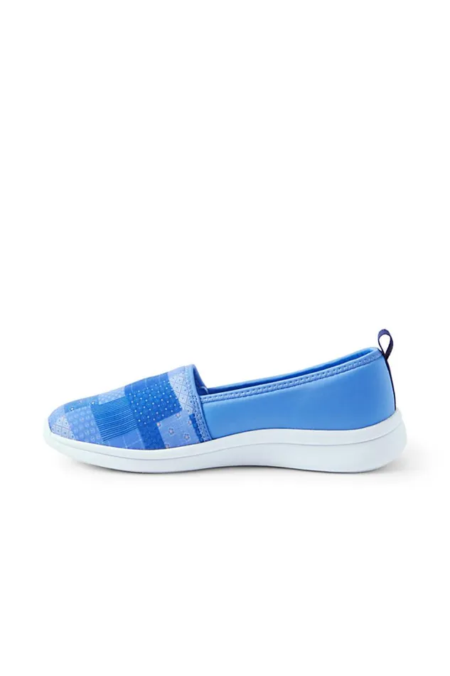 Lands039 End Shoes Women Knit Comfort Walking Shoes Chicory Blue Patchwork