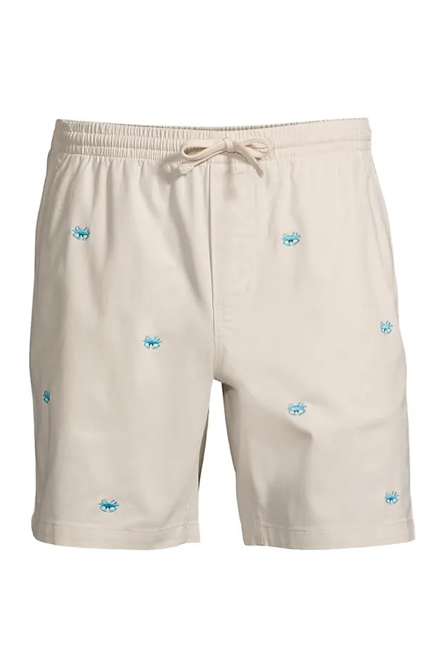 Lands039 End Shorts Men 7 Inch Comfortfirst Knockabout Pull On Deck Shorts Antique Alabaster Crab