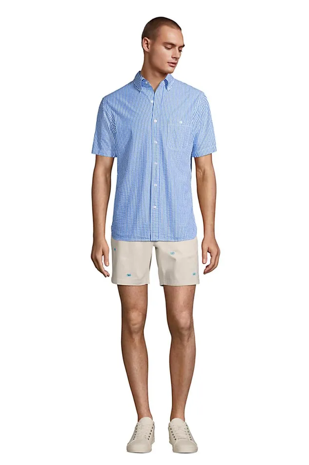 Lands039 End Shorts Men 7 Inch Comfortfirst Knockabout Pull On Deck Shorts Antique Alabaster Crab
