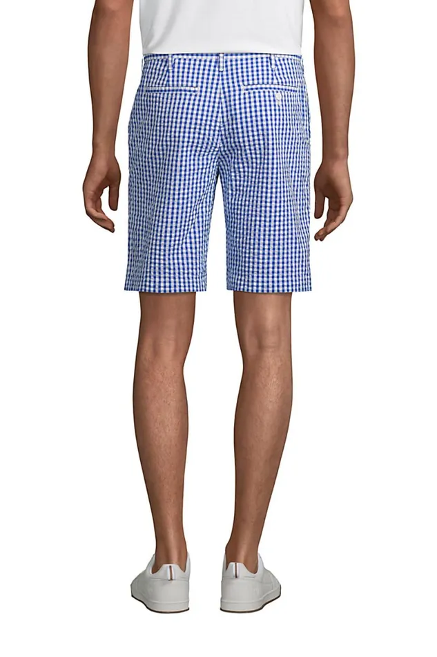 Lands039 End Shorts Men 9 Inch Comfort Waist Comfort First Knockabout Chino Shorts Royal Cobalt Check