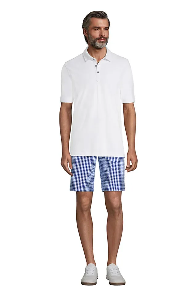 Lands039 End Shorts Men 9 Inch Comfort Waist Comfort First Knockabout Chino Shorts Royal Cobalt Check