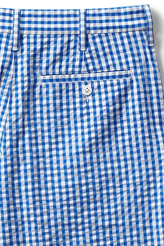 Lands039 End Shorts Men 9 Inch Comfort Waist Comfort First Knockabout Chino Shorts Royal Cobalt Check