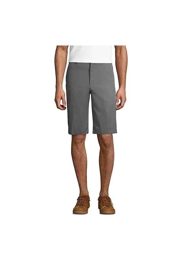 Lands039 End Shorts Men Plain Front Blend Chino Shorts Arctic Gray