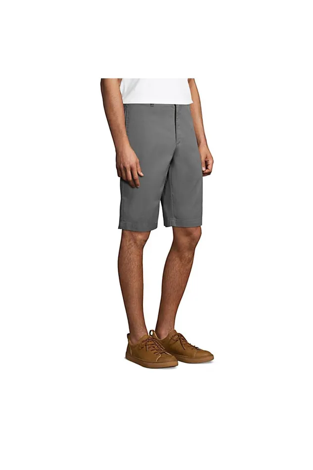 Lands039 End Shorts Men Plain Front Blend Chino Shorts Arctic Gray