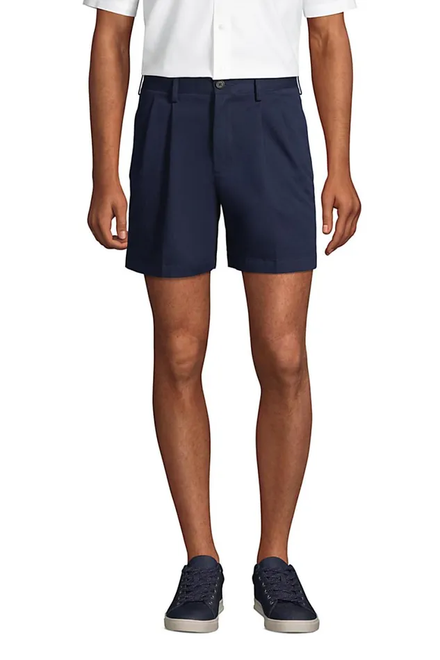 Lands039 End Shorts Men Traditional Fit Pleated 6 Inch No Iron Chino Shorts Radiant Navy Lands039 End Shorts Men Traditional Fit Pleated 6 Inch No Iron Chino Shorts Radiant Navy