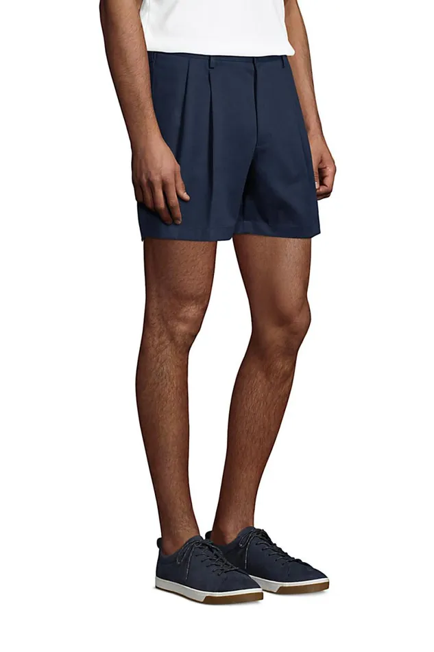 Lands039 End Shorts Men Traditional Fit Pleated 6 Inch No Iron Chino Shorts Radiant Navy Lands039 End Shorts Men Traditional Fit Pleated 6 Inch No Iron Chino Shorts Radiant Navy