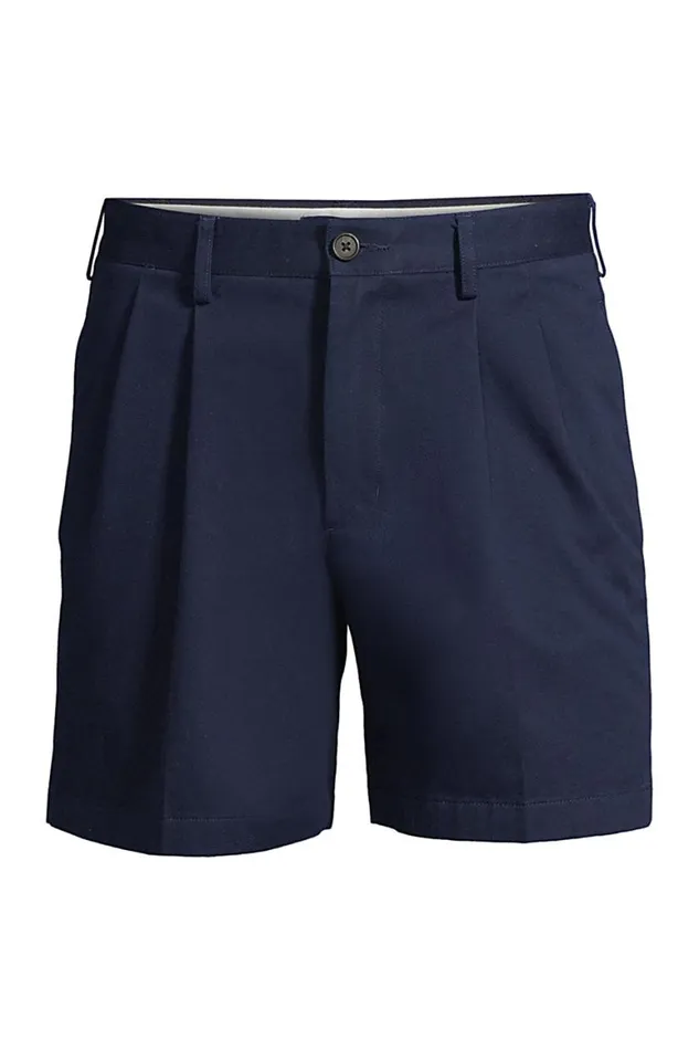 Lands039 End Shorts Men Traditional Fit Pleated 6 Inch No Iron Chino Shorts Radiant Navy Lands039 End Shorts Men Traditional Fit Pleated 6 Inch No Iron Chino Shorts Radiant Navy