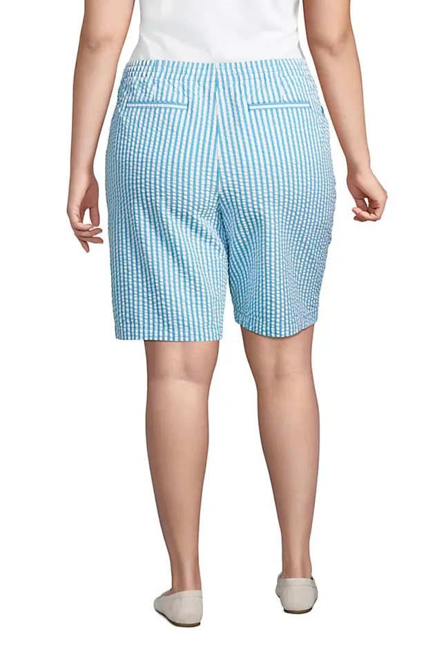 Lands039 End Shorts Women Plus Size Mid Rise Elastic Waist Pull On 10034 Chino Seersucker Bermuda Shorts Reef Blue Seersucker Lands039 End Shorts Women Plus Size Mid Rise Elastic Waist Pull On 10034 Chino Seersucker Bermuda Shorts Reef Blue Seersucker