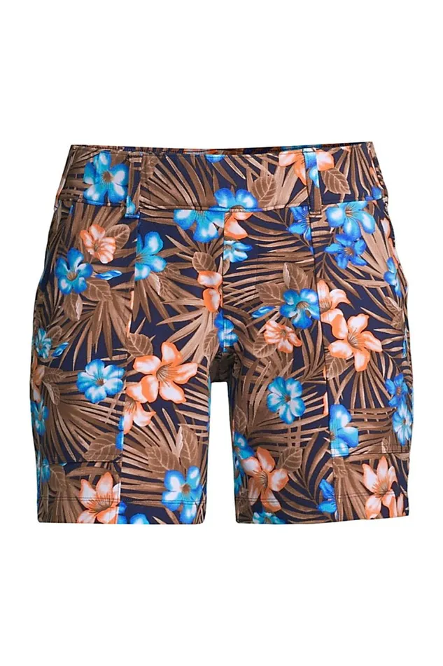 Lands039 End Shorts Women Plus Size Mid Rise Starfish Knit 7034 Utility Shorts Deep Sea Navy Tropic Palm Lands039 End Shorts Women Plus Size Mid Rise Starfish Knit 7034 Utility Shorts Deep Sea Navy Tropic Palm