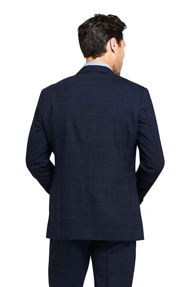 Lands039 End Sportcoats and Blazers Men Traditional Fit Comfortfirst Yearrounder Suit Jacket Navy Windowpane Lands039 End Sportcoats and Blazers Men Traditional Fit Comfortfirst Yearrounder Suit Jacket Navy Windowpane