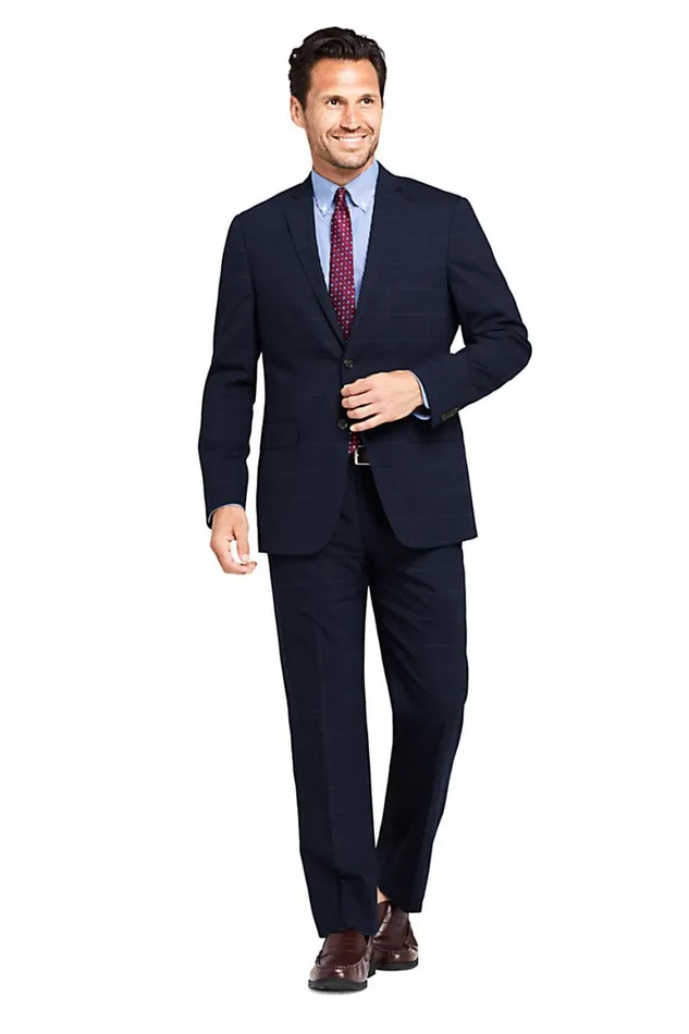Lands039 End Sportcoats and Blazers Men Traditional Fit Comfortfirst Yearrounder Suit Jacket Navy Windowpane Lands039 End Sportcoats and Blazers Men Traditional Fit Comfortfirst Yearrounder Suit Jacket Navy Windowpane