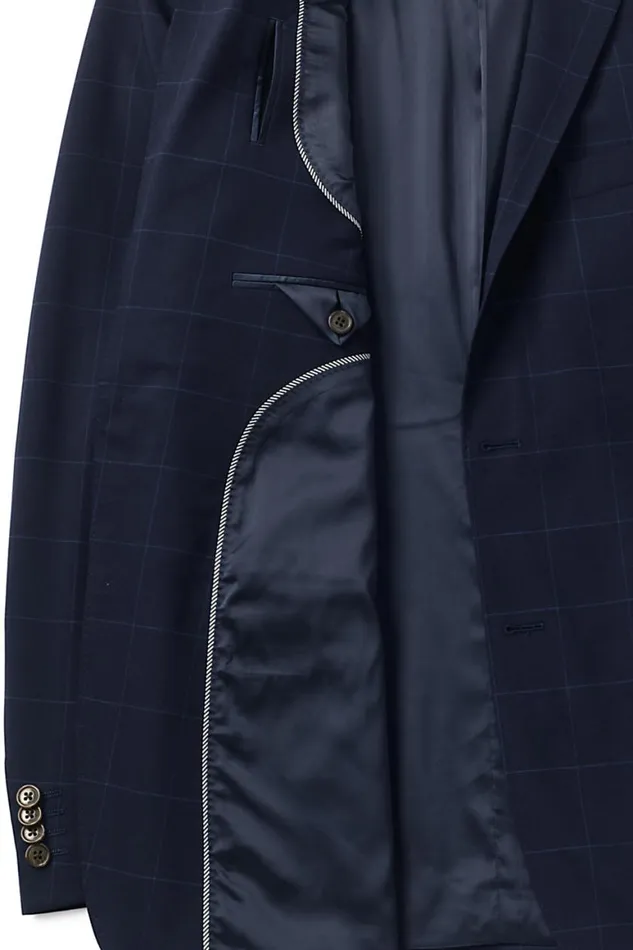 Lands039 End Sportcoats and Blazers Men Traditional Fit Comfortfirst Yearrounder Suit Jacket Navy Windowpane Lands039 End Sportcoats and Blazers Men Traditional Fit Comfortfirst Yearrounder Suit Jacket Navy Windowpane