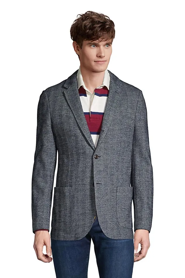 Lands039 End Sportcoats and Blazers Men Traditional Fit Italian Knit Blazer Navy Herringbone Lands039 End Sportcoats and Blazers Men Traditional Fit Italian Knit Blazer Navy Herringbone