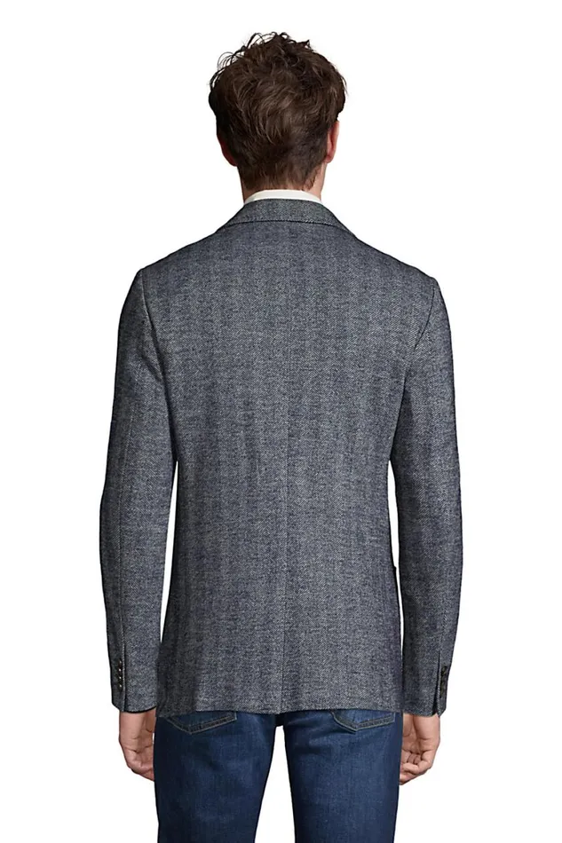Lands039 End Sportcoats and Blazers Men Traditional Fit Italian Knit Blazer Navy Herringbone Lands039 End Sportcoats and Blazers Men Traditional Fit Italian Knit Blazer Navy Herringbone